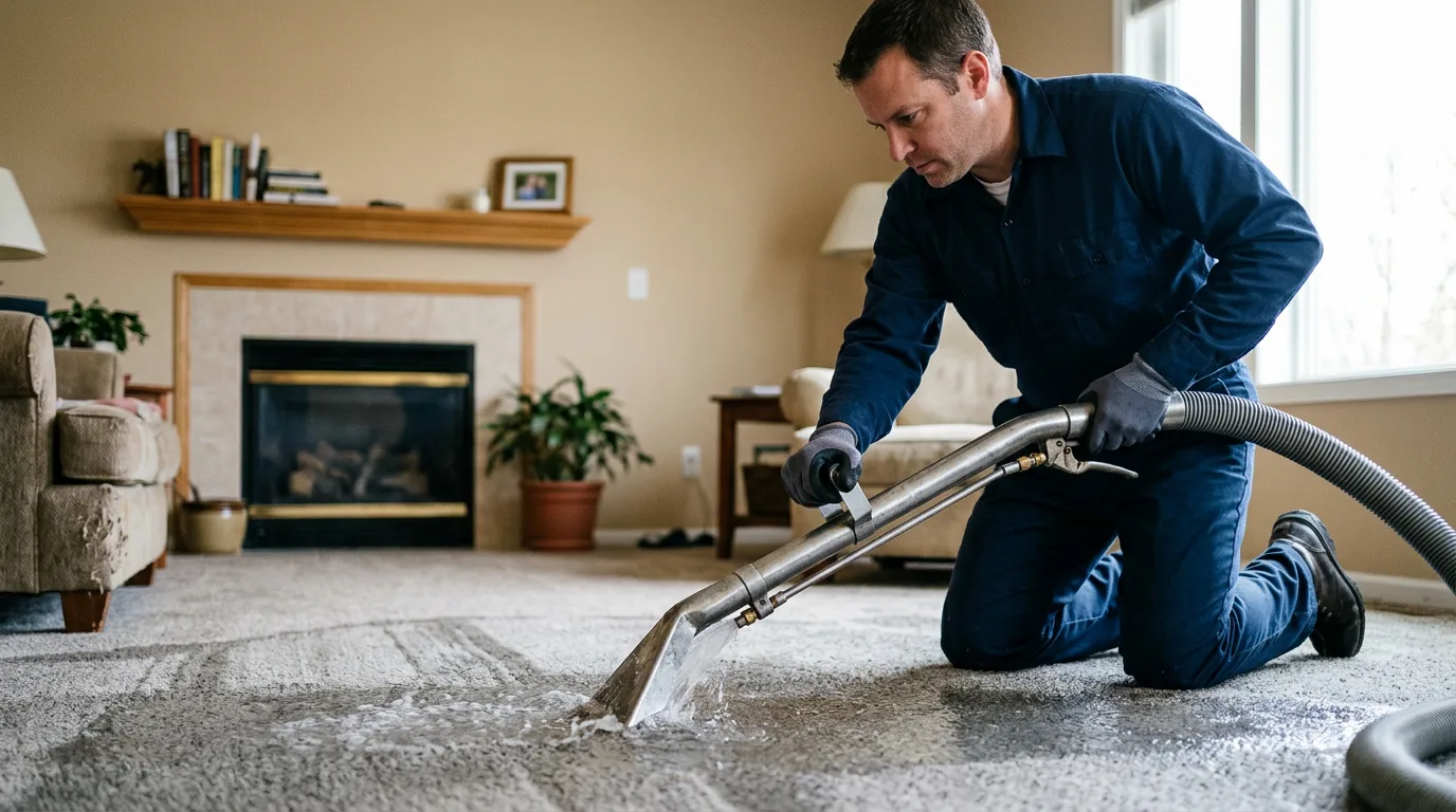 Water damage restoration technician working near Trumbull, CT